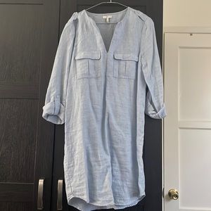 Joie - Blue linen dress with utility pockets